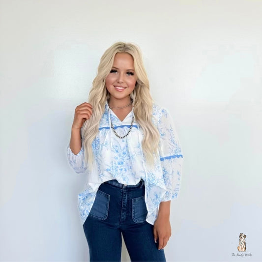 Sky Blue Floral Top