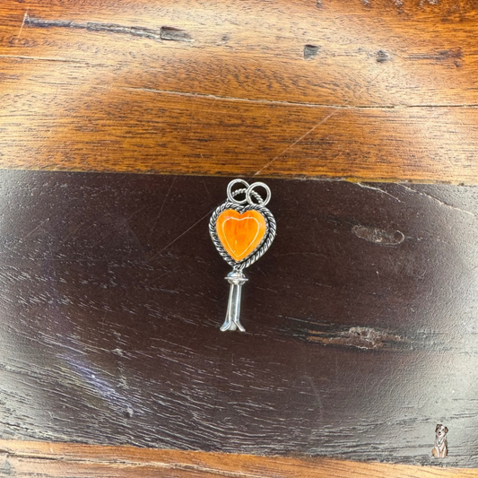 Orange Spiny Heart Blossom Pendant
