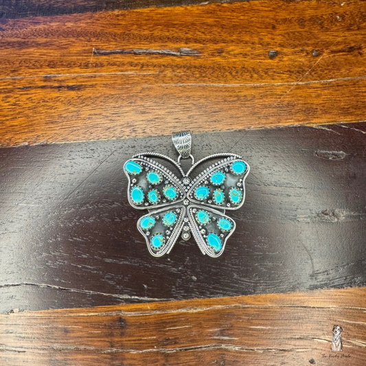 Kingman Turquoise  Butterfly Pendant