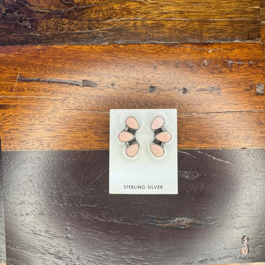 Pink Conch Half Clusters Studs